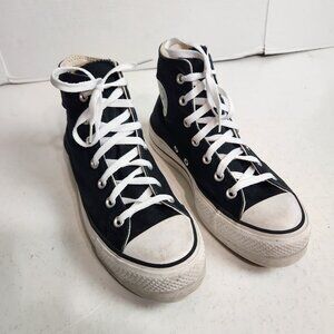 CONVERSE Chuck Taylor Black All Star Lift Platform Shoes in Women's 8.5 High Top